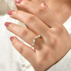 D'Joy - Ethiopian Opal & Moissanite Wishbone Ring in 18K Vermeil Yellow Gold Plated Sterling Silver_8773277_2
