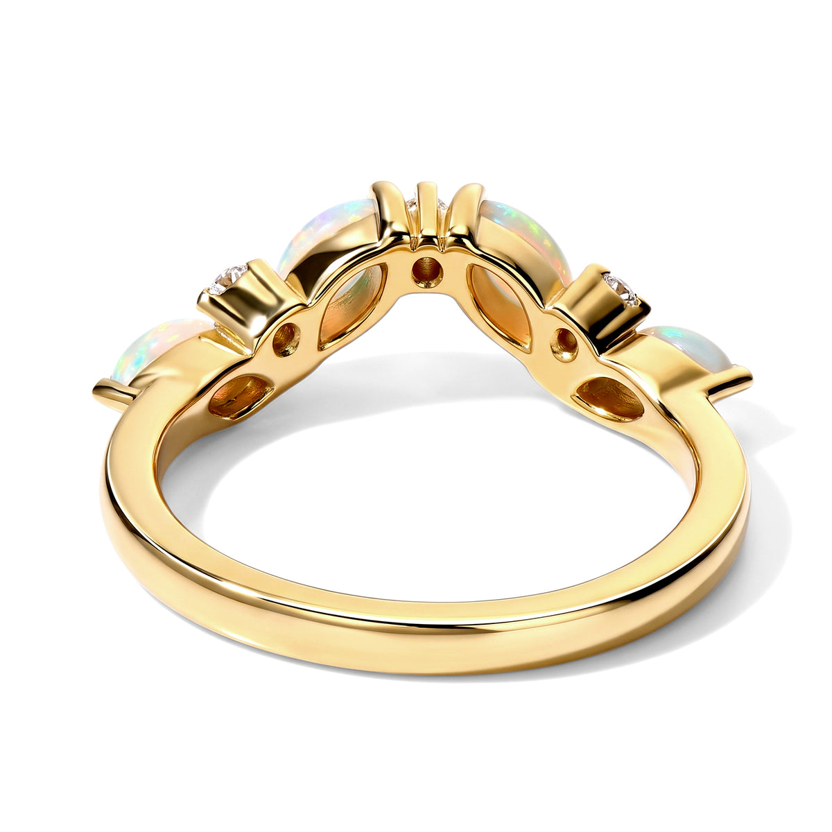 D'Joy - Ethiopian Opal &amp; Moissanite Wishbone Ring in 18K Vermeil Yellow Gold Plated Sterling Silver 8773277 4