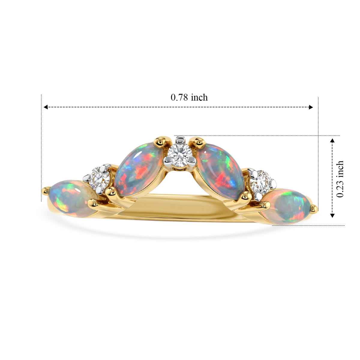 D'Joy - Ethiopian Opal &amp; Moissanite Wishbone Ring in 18K Vermeil Yellow Gold Plated Sterling Silver 8773277 5