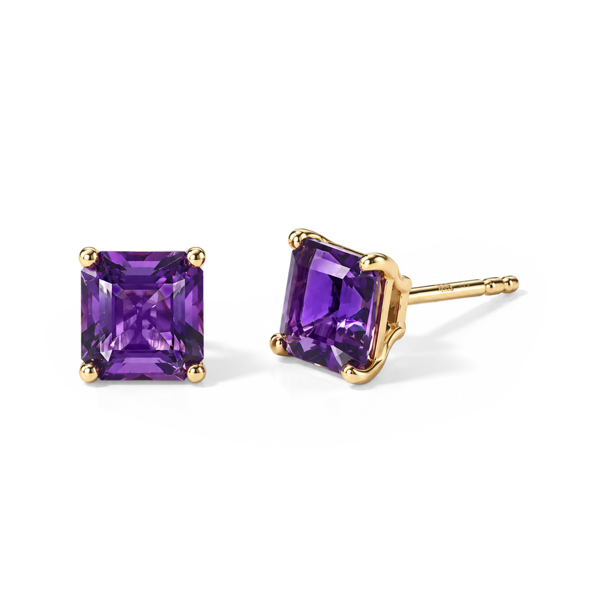 D'Joy - AAA Zambian Amethyst Solitaire Stud Earring with Push Post in Yellow Gold Plated Sterling Silver 2.10 Ct. 8773297 0
