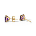 D'Joy - AAA Zambian Amethyst Solitaire Stud Earring with Push Post in Yellow Gold Plated Sterling Silver 2.10 Ct._8773297_3