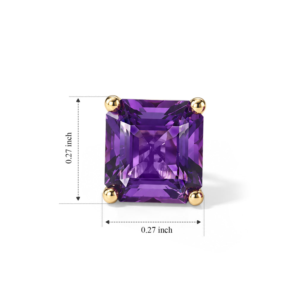 D'Joy - AAA Zambian Amethyst Solitaire Stud Earring with Push Post in Yellow Gold Plated Sterling Silver 2.10 Ct._8773297_4