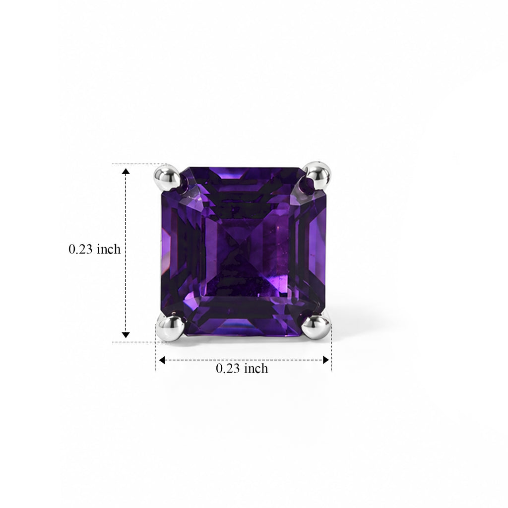 D'Joy - AAA Zambian Amethyst Solitaire Stud Earring with Push Post in Platinum Overlay Sterling Silver 2.10 Ct._8773298_4