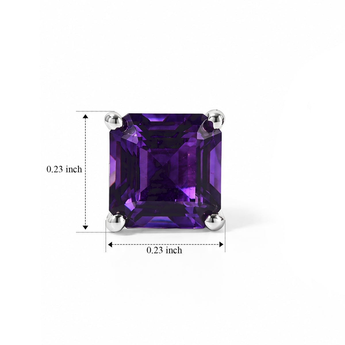D'Joy - AAA Zambian Amethyst Solitaire Stud Earring with Push Post in Platinum Overlay Sterling Silver 2.10 Ct. 8773298 4