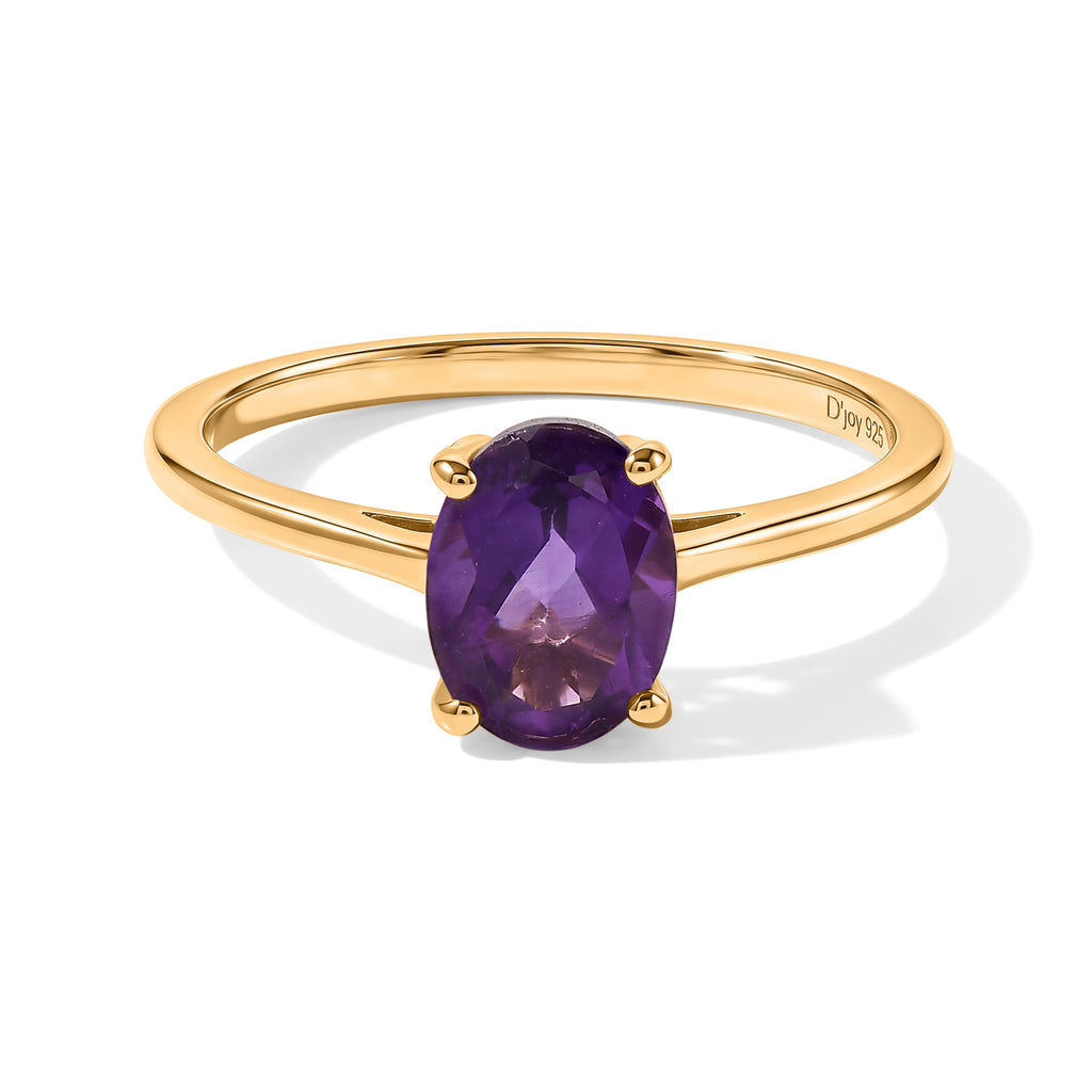 D'joy Zambian Amethyst Solitaire Ring Sterling Silver  1.184  Ct._8773496