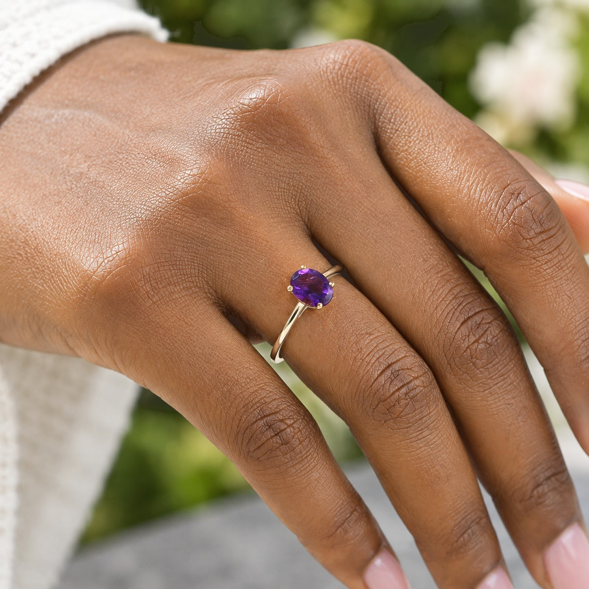 D'Joy - AAA Zambian Amethyst Solitaire Ring in Yellow Gold Plated Sterling Silver 1.20 Ct. 8773496 2