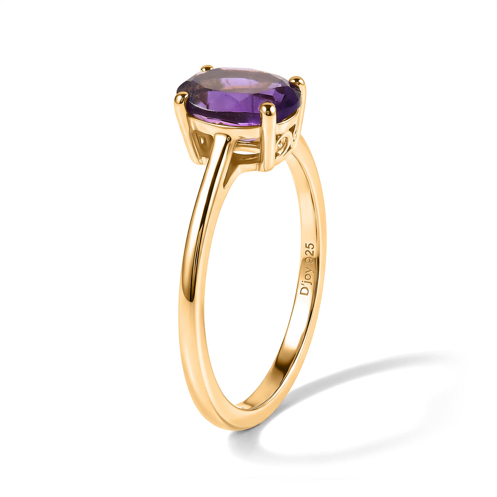 D'joy Zambian Amethyst Solitaire Ring Sterling Silver  1.184  Ct._8773496_3