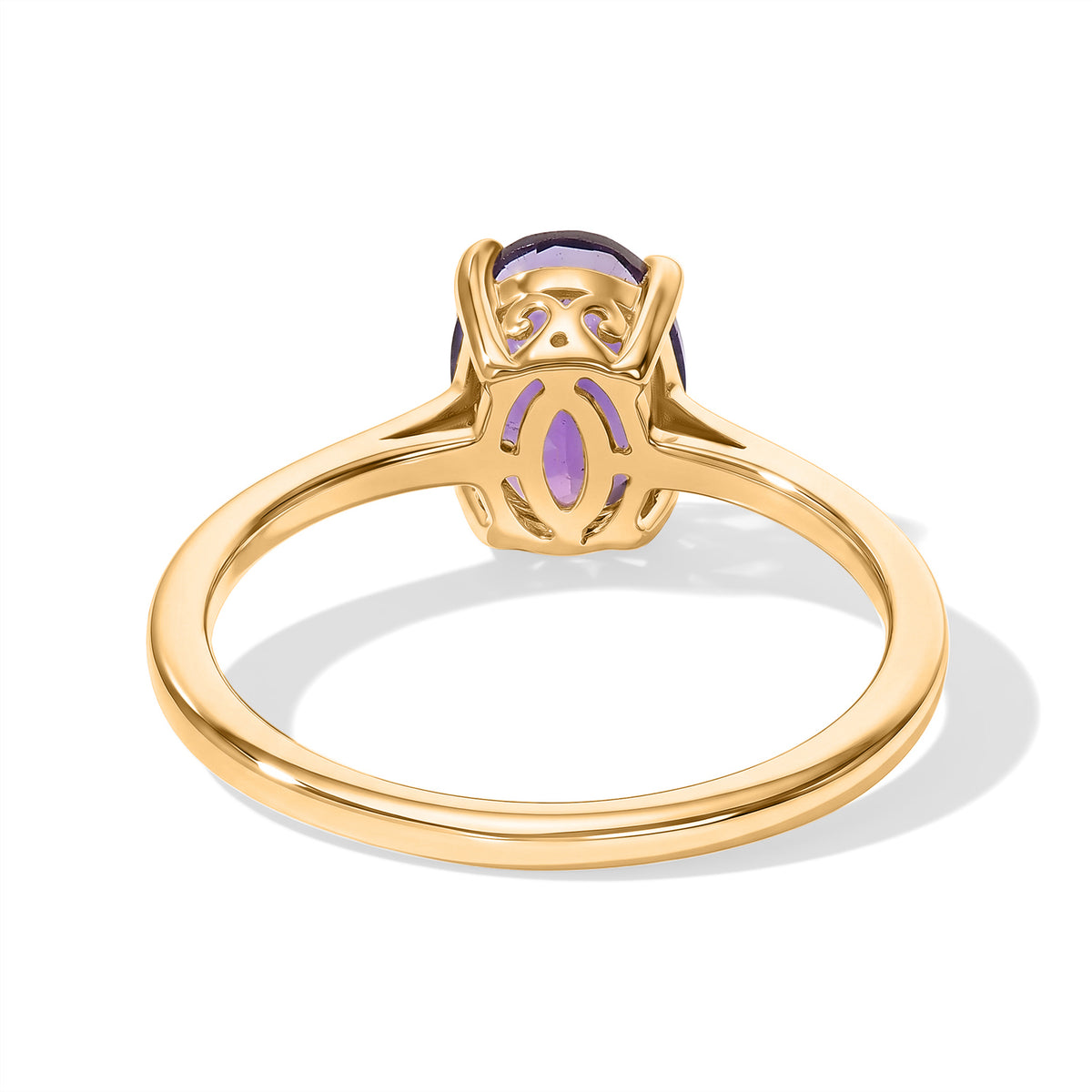 D'Joy - AAA Zambian Amethyst Solitaire Ring in Yellow Gold Plated Sterling Silver 1.20 Ct. 8773496 4