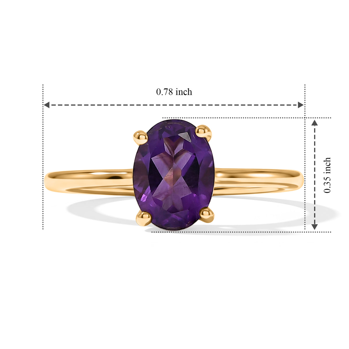D'Joy - AAA Zambian Amethyst Solitaire Ring in Yellow Gold Plated Sterling Silver 1.20 Ct. 8773496 5