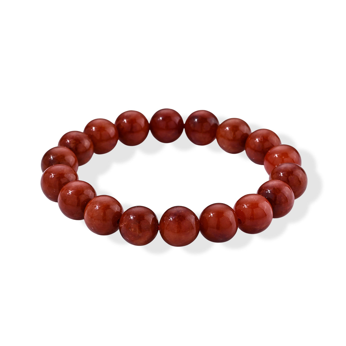 Red Jade Stretchable Beads Bracelet (Size - 7) 257.45 Ct. 8773539 0