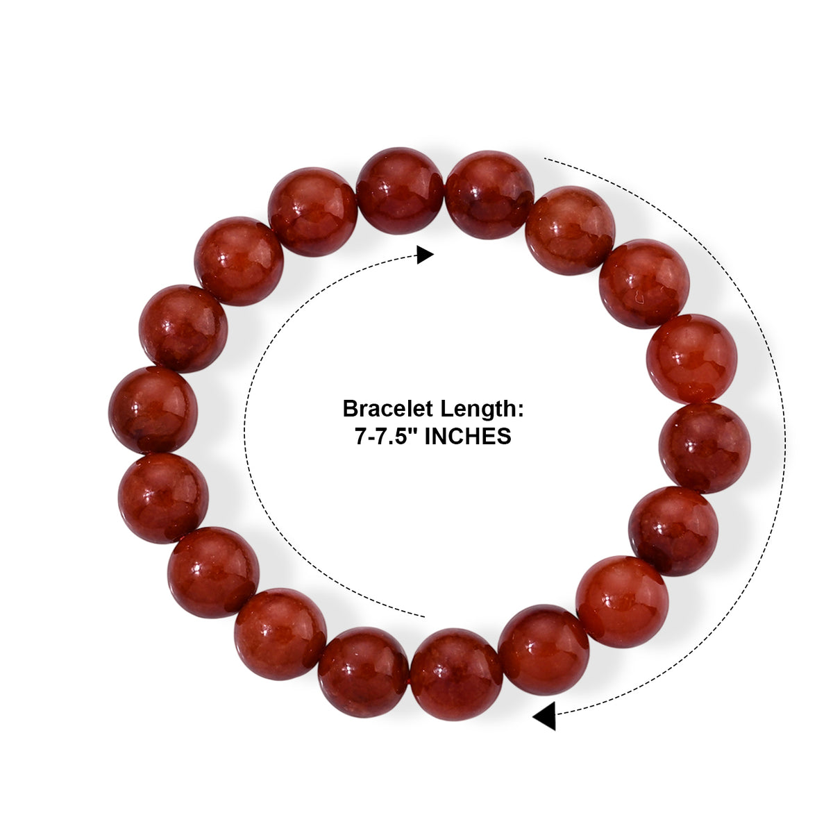 Red Jade Stretchable Beads Bracelet (Size - 7) 257.45 Ct. 8773539 2