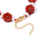 D'Joy - Red Jade & Chinese Akoya Pearl Beads Bracelet (Size - 8+2 Ext) in Yellow Gold Plated Sterling Silver 91.90 Ct._8773566_3