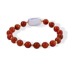 D'Joy - Red Jade & White Keshi Pearl Stretchable Bracelet (Size - 7) in Yellow Gold Plated Sterling Silver 70.00 Ct._8773571_2