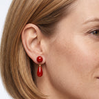 D'Joy - Red Jade Beads Earring with Push Post in Yellow Gold Plated Sterling Silver 40.00 Ct._8773593_1