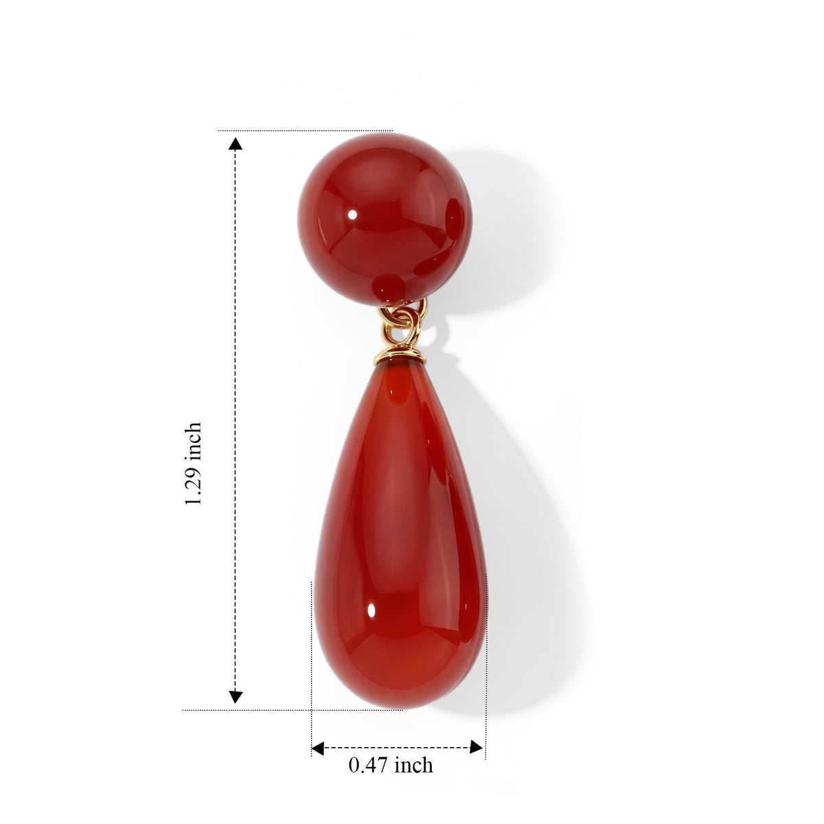 D'Joy - Red Jade Beads Earring with Push Post in Yellow Gold Plated Sterling Silver 40.00 Ct. 8773593 3