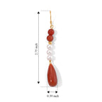 D'Joy - Red Jade & White Baroque Pearl Dangling Earring with Push Post in Yellow Gold Plated Sterling Silver 50.00 Ct._8773596_3