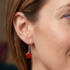D'Joy - Red Jade Star Earring with Hook in Rhodium Overlay Sterling Silver 10.00 Ct._8773614_1