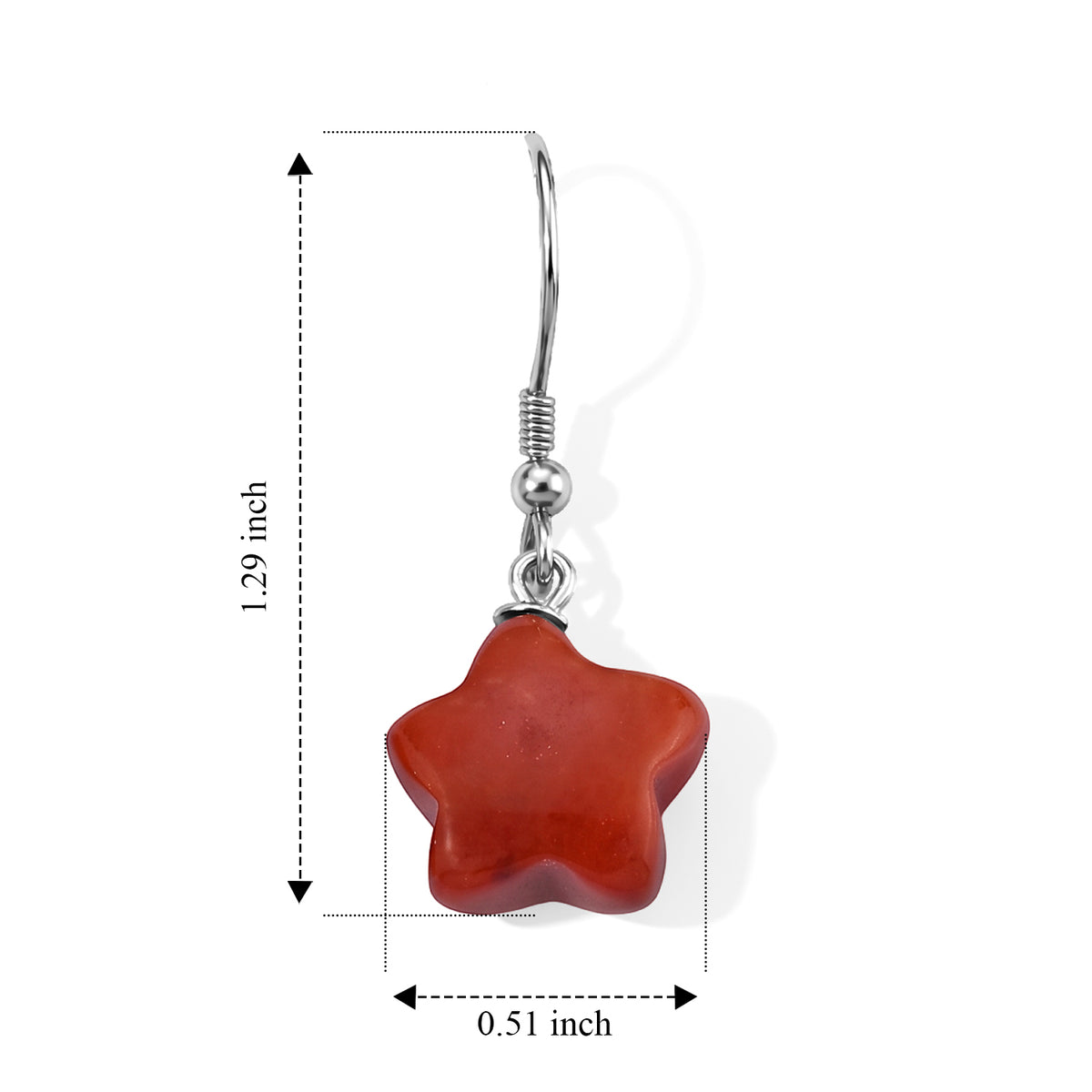 D'Joy - Red Jade Star Earring with Hook in Rhodium Overlay Sterling Silver 10.00 Ct. 8773614 3