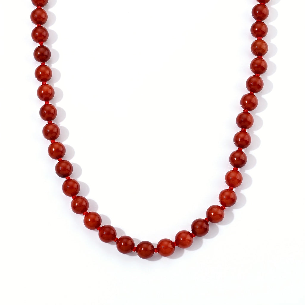 D'Joy - Red Jade Beads Necklace (Size - 20) with Magnetic Clasp in Yellow Gold Plated Sterling Silver 500.00 Ct._8773636