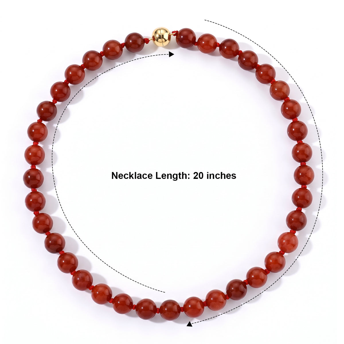 D'Joy - Red Jade Beads Necklace (Size - 20) with Magnetic Clasp in Yellow Gold Plated Sterling Silver 500.00 Ct. 8773636 4