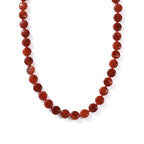 D'Joy - Red Jade Beads Necklace (Size - 20) with Magnetic Clasp in Yellow Gold Plated Sterling Silver 250.00 Ct._8773639