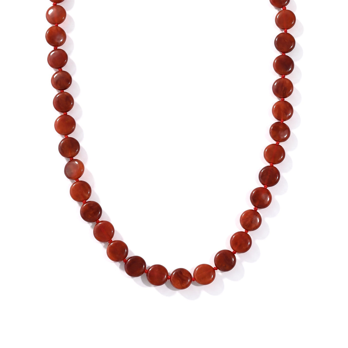 D'Joy - Red Jade Beads Necklace (Size - 20) with Magnetic Clasp in Yellow Gold Plated Sterling Silver 250.00 Ct. 8773639 0