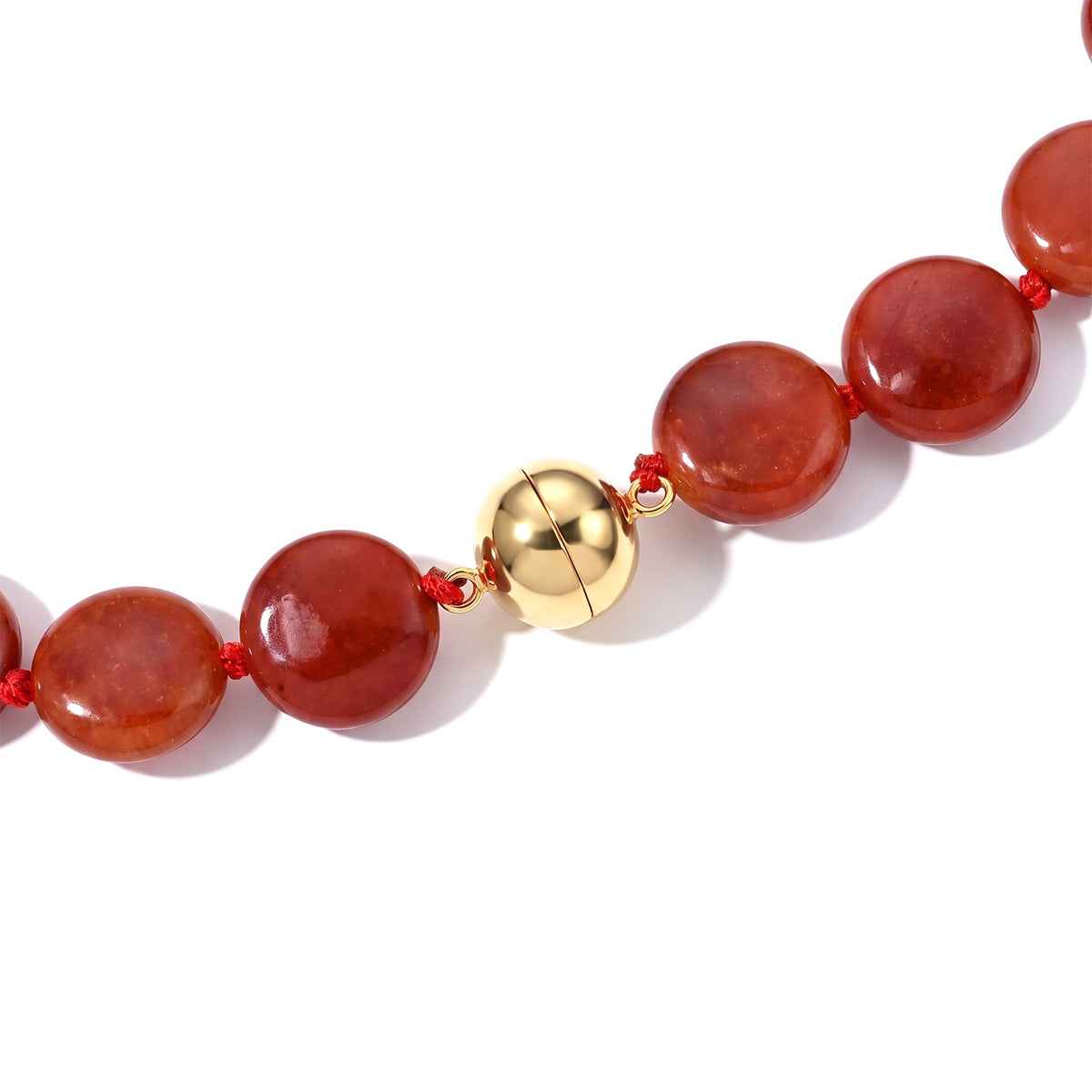 D'Joy - Red Jade Beads Necklace (Size - 20) with Magnetic Clasp in Yellow Gold Plated Sterling Silver 250.00 Ct. 8773639 3