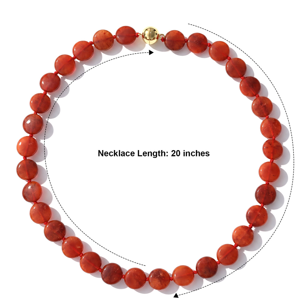 D'Joy - Red Jade Beads Necklace (Size - 20) with Magnetic Clasp in Yellow Gold Plated Sterling Silver 250.00 Ct._8773639_4