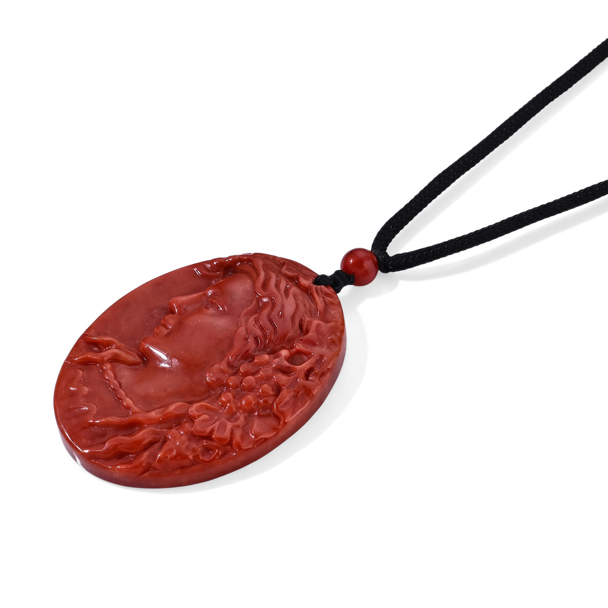 Red Jade Stone Necklace with Cotton Thread (Size - 28, Adjustable) 185.00 Ct. 8773656 2