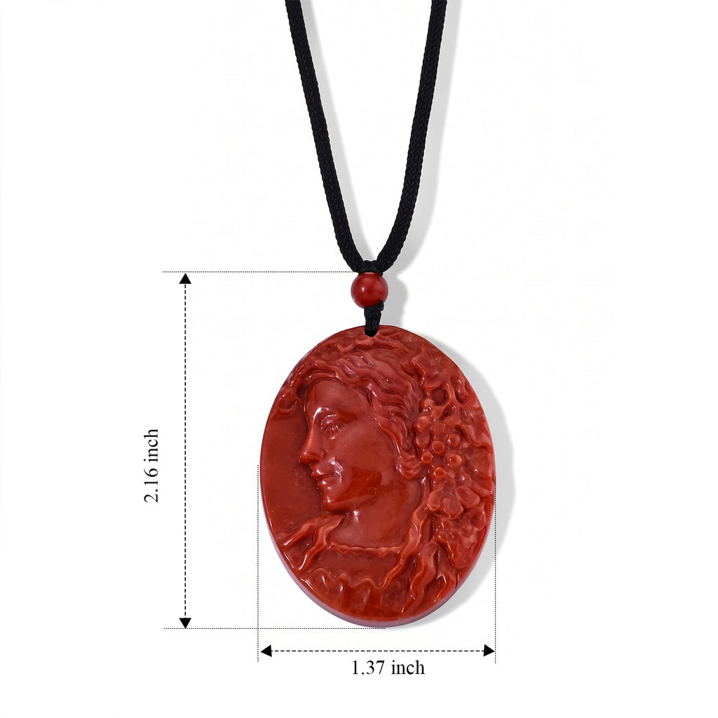 Red Jade Stone Necklace with Cotton Thread (Size - 28, Adjustable) 185.00 Ct._8773656_4