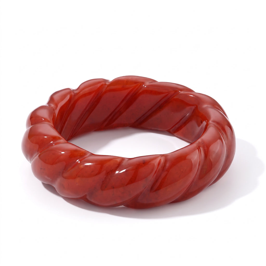 Red Jade Twisted Band Ring 30.00 Ct._8773880