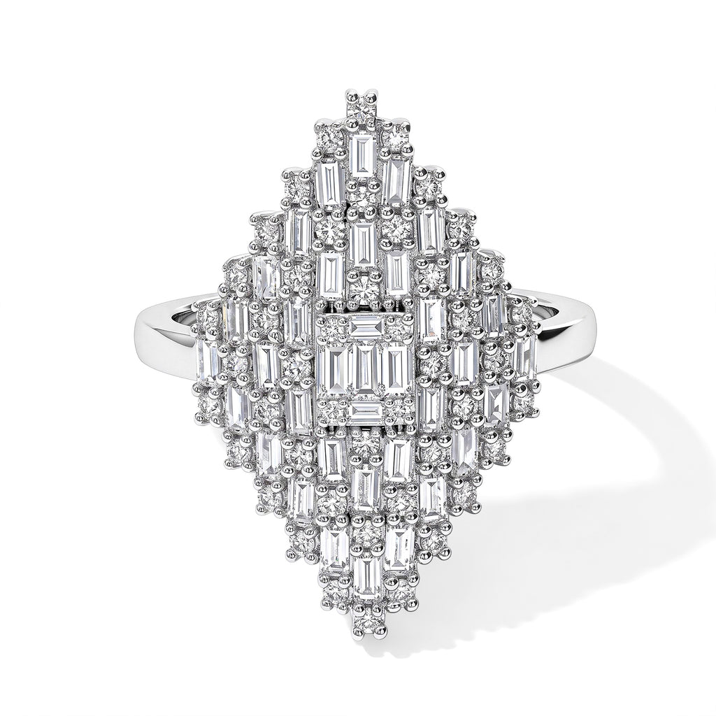 Luxuriant Lab Grown Diamond Cluster Ring in Rhodium OverlaySterling Silver  1.338  Ct._8774010