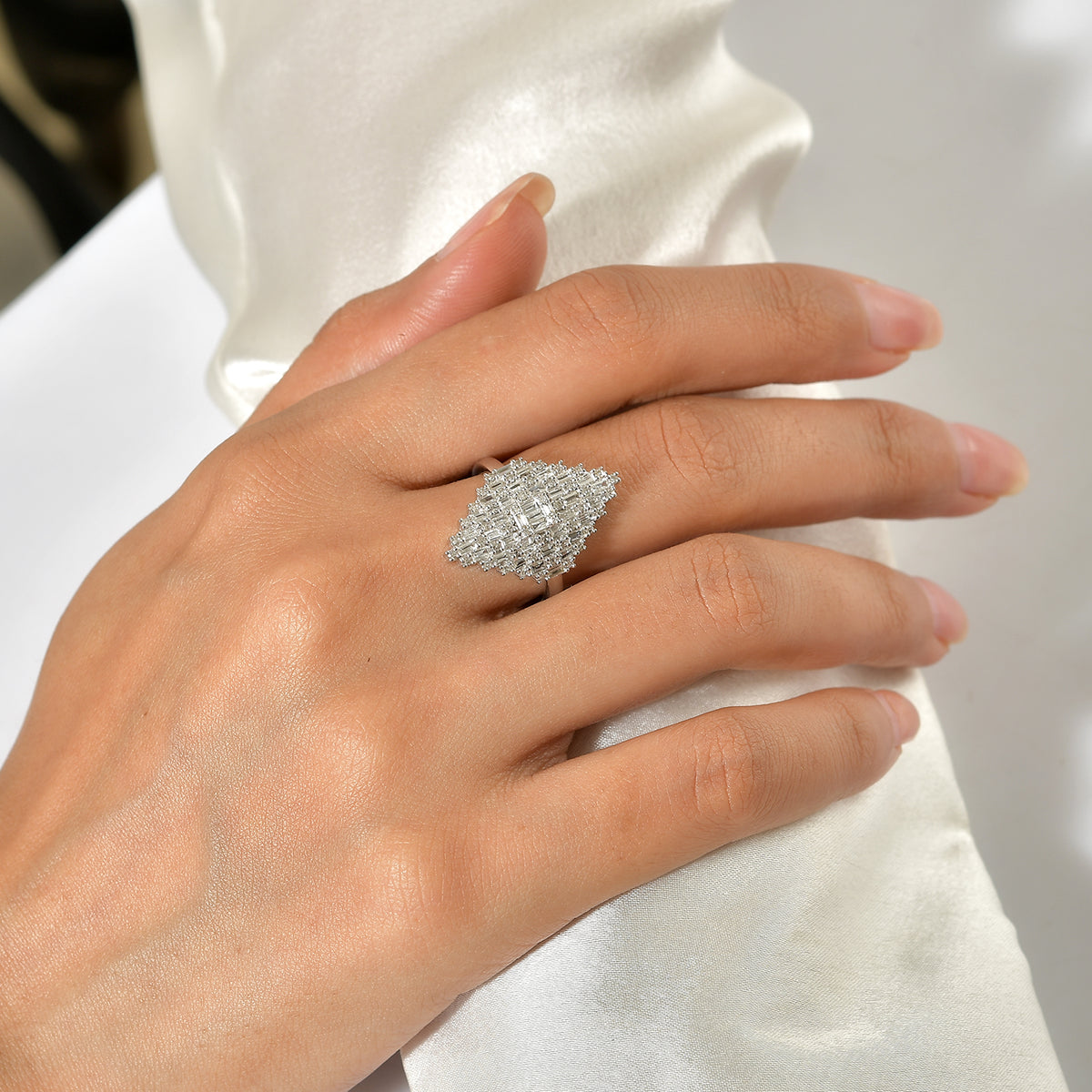 Luxuriant Lab Grown Diamond Cluster Ring in Rhodium OverlaySterling Silver  1.338  Ct. 8774010 2