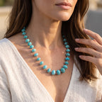 D'Joy - Sonoran Turquoise Necklace (Size - 20) with Lobster Clasp in Rhodium Overlay Sterling Silver 65.00 Ct._8774283_1