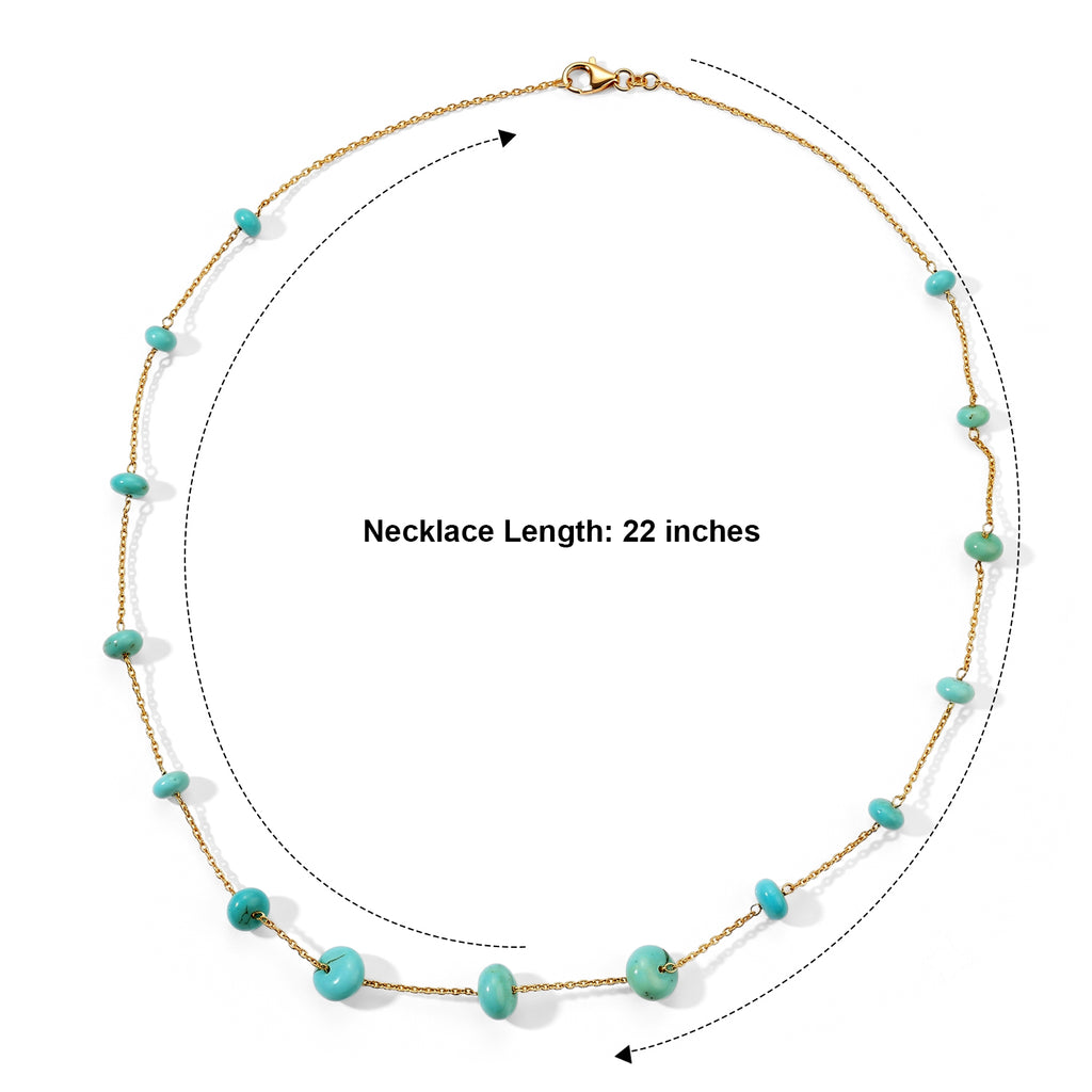 D'Joy - Sonoran Turquoise Necklace (Size - 22) in Yellow Gold Plated Sterling Silver 35.00 Ct._8774286_2