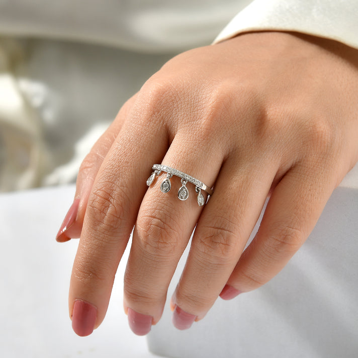 Lucy Q - Lab Grown Diamond (SI/G-H) Ring in Rhodium Overlay Sterling Silver 0.34 Ct. 8774299 2