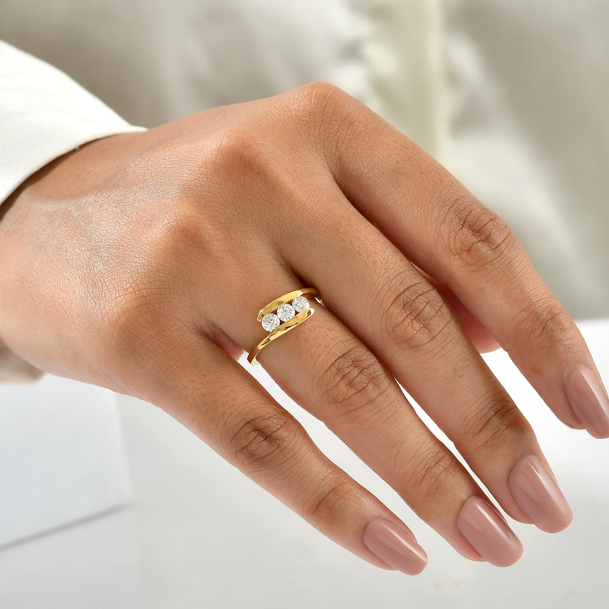 Luxuriant - Lab Grown Diamond (SI-G-H) Ring in Rhodium Overlay Sterling Silver 0.50 Ct. 8774366 1