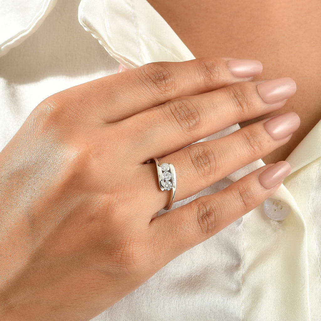Luxuriant - Lab Grown Diamond (SI/G-H) Ring in Rhodium Overlay Sterling Silver 0.50 Ct._8774400_2