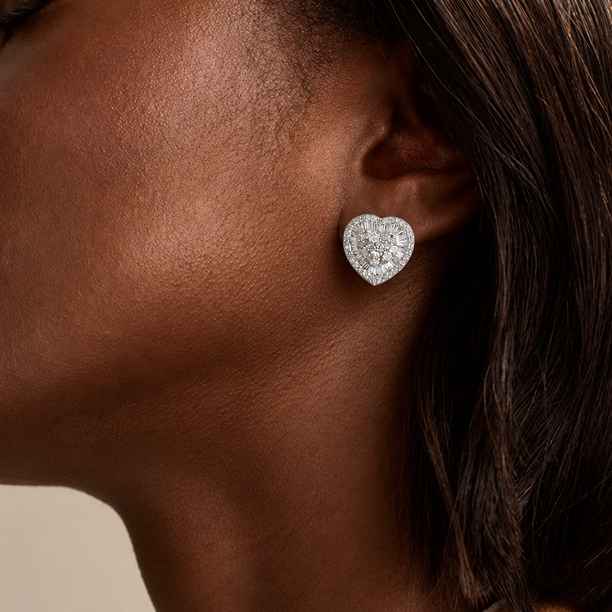 GP - Natural White Diamond &amp; Blue Sapphire Cluster Earring with Push Post in Rhodium Overlay Sterling Silver 1.00 Ct. 8774471 3