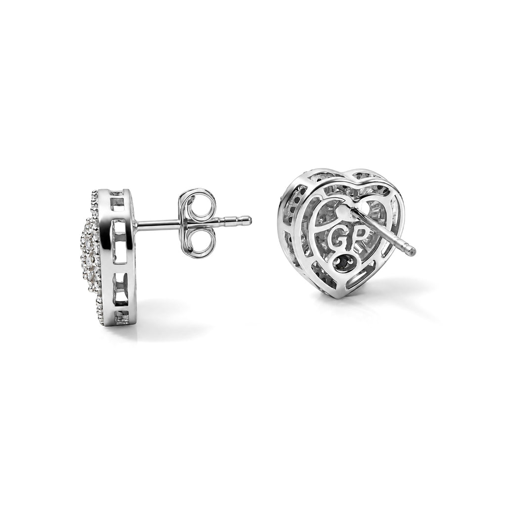 GP - Natural White Diamond & Blue Sapphire Cluster Earring with Push Post in Rhodium Overlay Sterling Silver 1.00 Ct._8774471_4