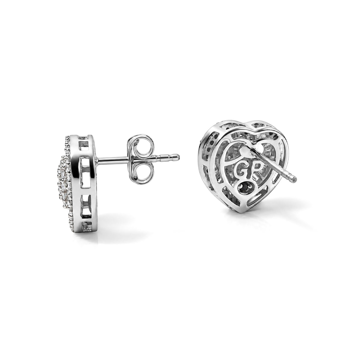 GP - Natural White Diamond &amp; Blue Sapphire Cluster Earring with Push Post in Rhodium Overlay Sterling Silver 1.00 Ct. 8774471 4