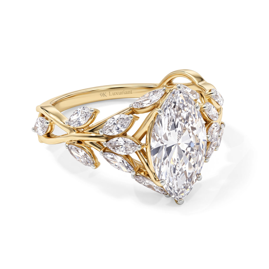Luxuriant - 9K Yellow Gold SGL Certified Lab Grown Diamond (Mrq 2.00 Ct) (SI/G-H) Ring 3.50 Ct._8774488
