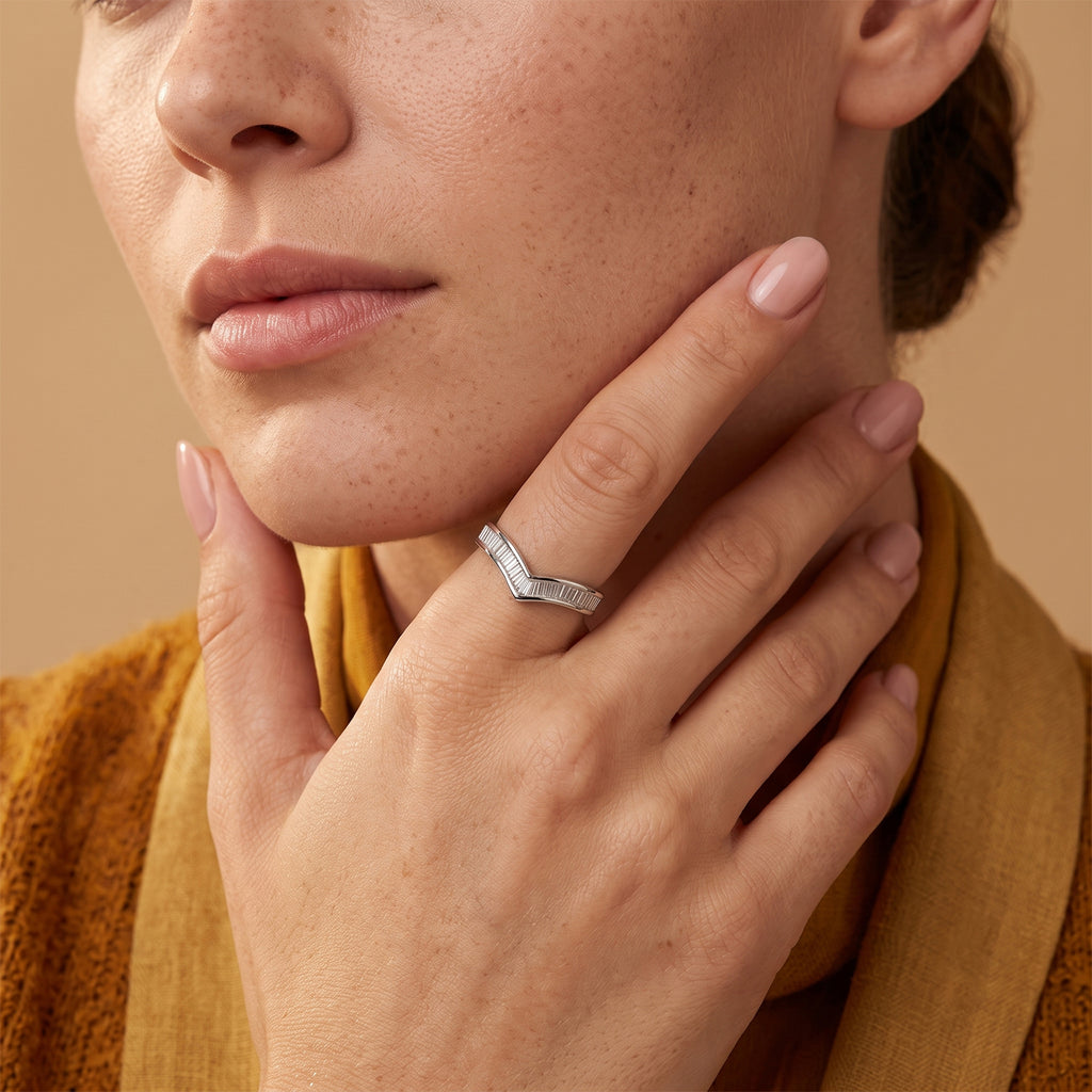 Luxuriant - Lab Grown Diamond (SI/G-H) Wishbone Ring in Rhodium Overlay Sterling Silver 1.00 Ct._8774703_2