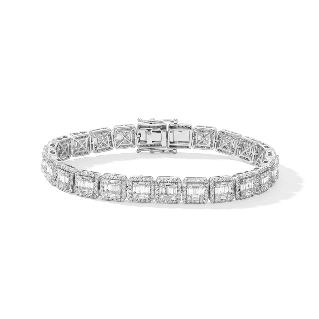 Luxuriant - SGL Certified Lab Grown Diamond (SI/G-H) Bracelet (Size - 7.5) in Rhodium Overlay Sterling Silver 5.00 Ct, Silver Wt. 18.00 Gms_8774718