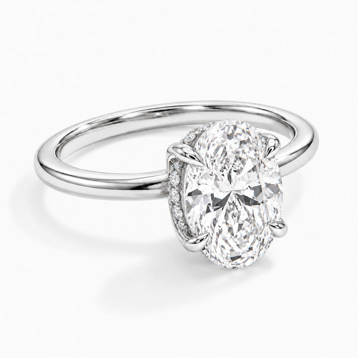LUXURIANT - Secret Sparkle SGL Certified Lab Grown Diamond (SI-G-H) Hidden Halo Ring in Rhodium Overlay Sterling Silver 2.00 Ct. 8774807 1