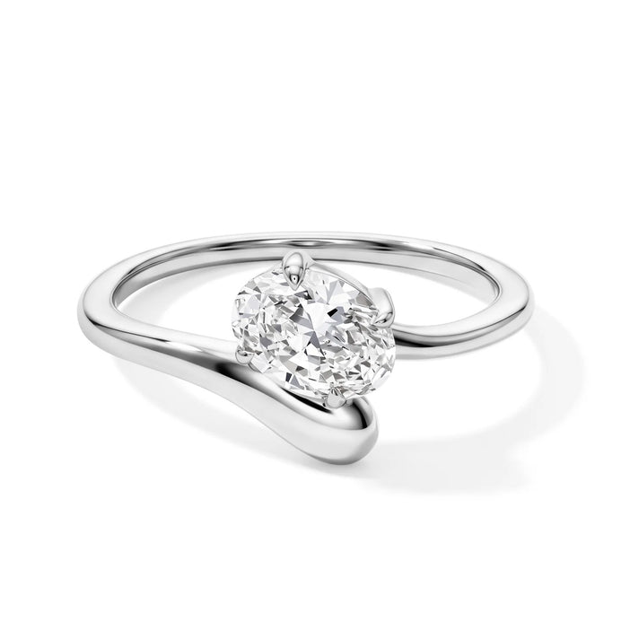 Luxuriant - Lab Grown Diamond (SI/G-H) Solitaire Bypass Ring in Rhodium Overlay Sterling Silver 1.00 Ct. 8774829 1