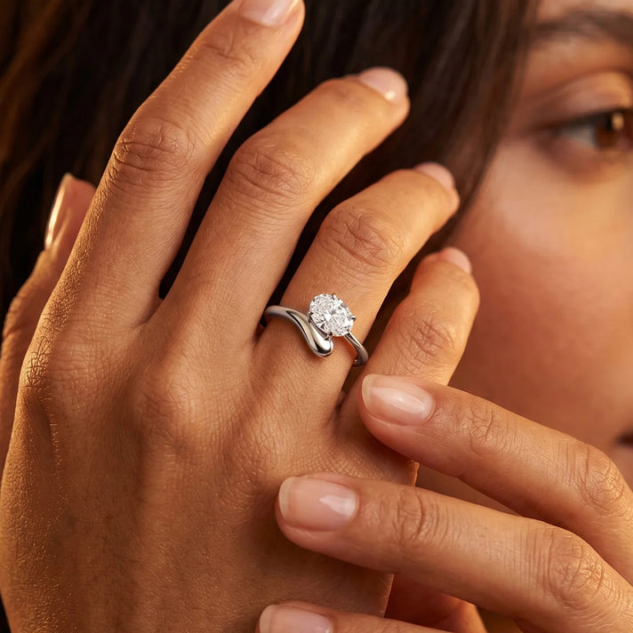 Luxuriant - Lab Grown Diamond (SI/G-H) Solitaire Bypass Ring in Rhodium Overlay Sterling Silver 1.00 Ct. 8774829 2