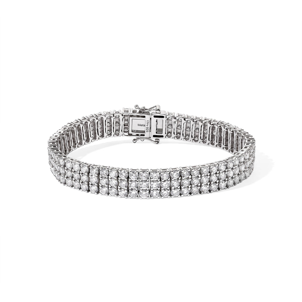 D'joy Moissanite Cluster Bracelet (Size - 7.5) in Rhodium OverlaySterling Silver, Silver Wt.23 Gms  16.686  Ct._8775032
