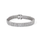 D'joy Moissanite Cluster Bracelet (Size - 7.5) in Rhodium OverlaySterling Silver, Silver Wt.23 Gms  16.686  Ct._8775032
