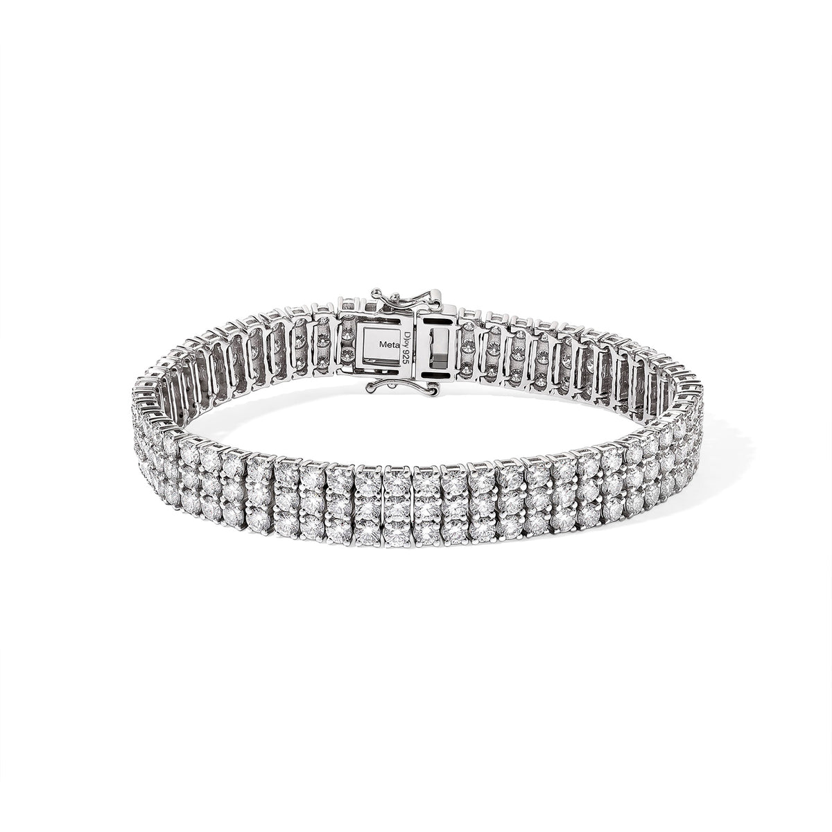 BLACK FRIDAY SPECIAL - D'Joy Moissanite Cluster Bracelet (Size - 7.5) with GB Lock Box in Rhodium Overlay Sterling Silver 16.70 Ct, Silver Wt. 23.80 Gms 8775032 0